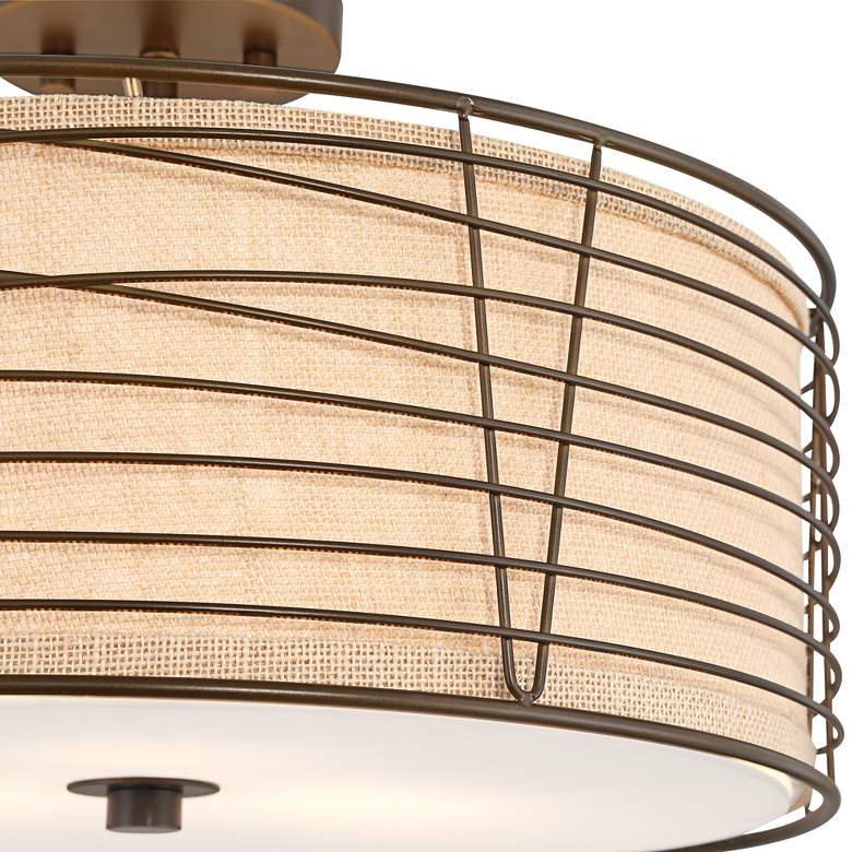 Image 3 Marlowe 18" Wide Bronze Metal Drum Ceiling Light more views