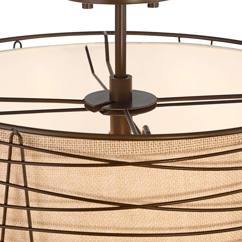 Image 4 Marlowe 18" Wide Bronze Metal Drum Ceiling Light more views