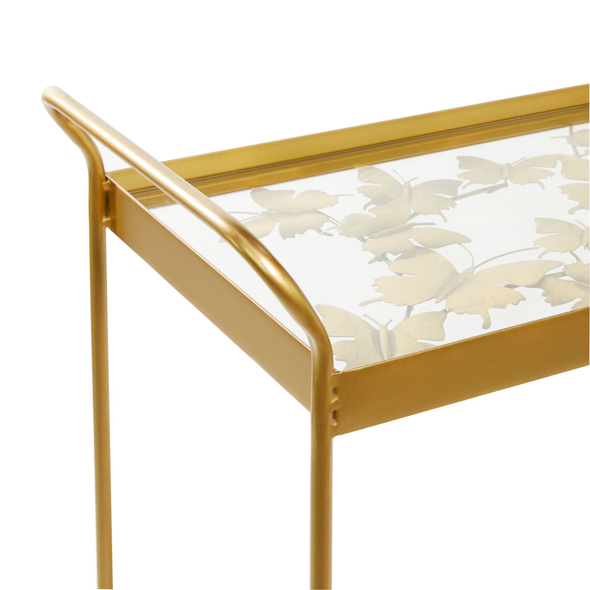 Image 4 Marlowe 28 1/4"W Polished Gold 2-Shelf Bar Cart with Handles more views