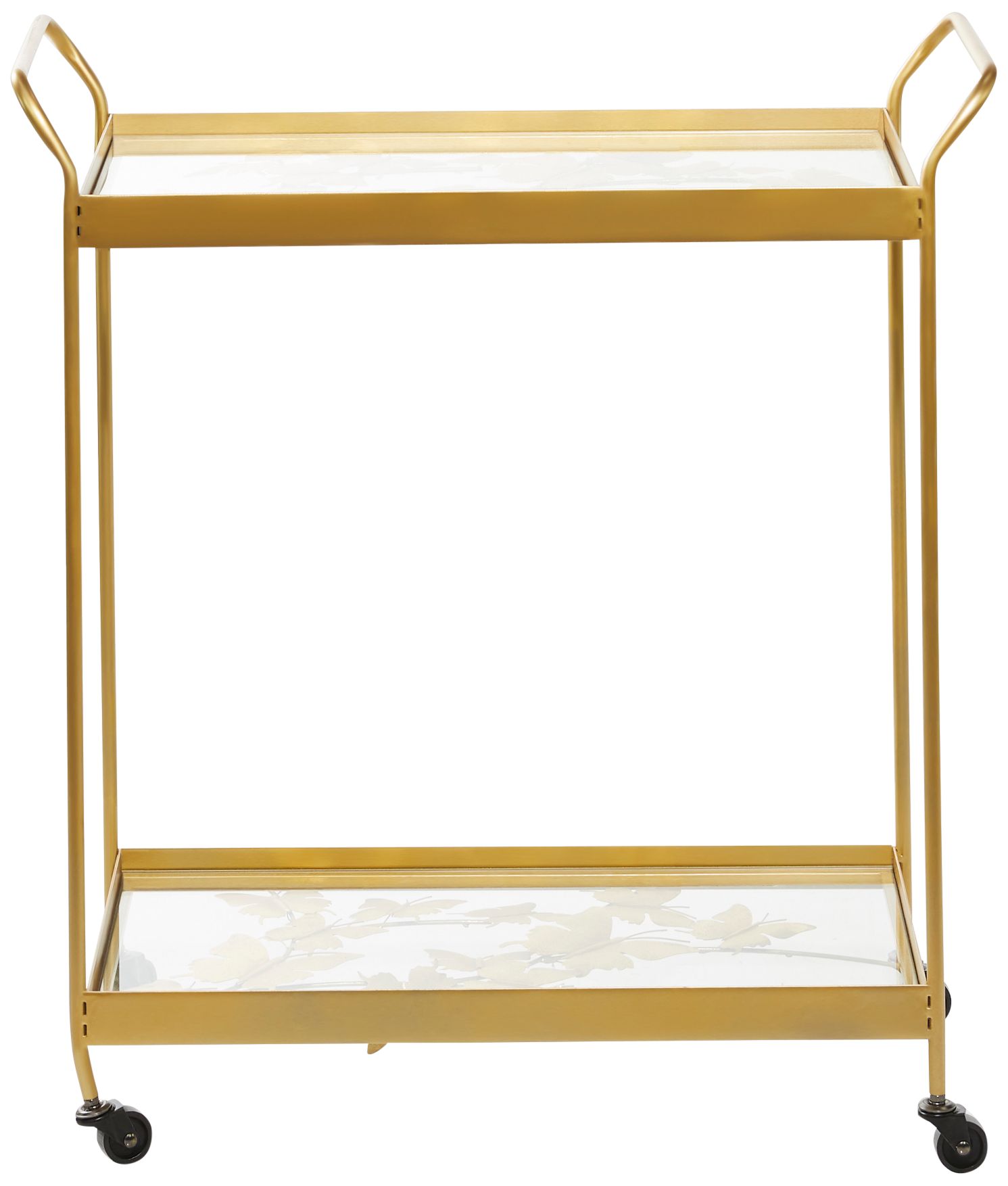 Image 6 Marlowe 28 1/4"W Polished Gold 2-Shelf Bar Cart with Handles more views