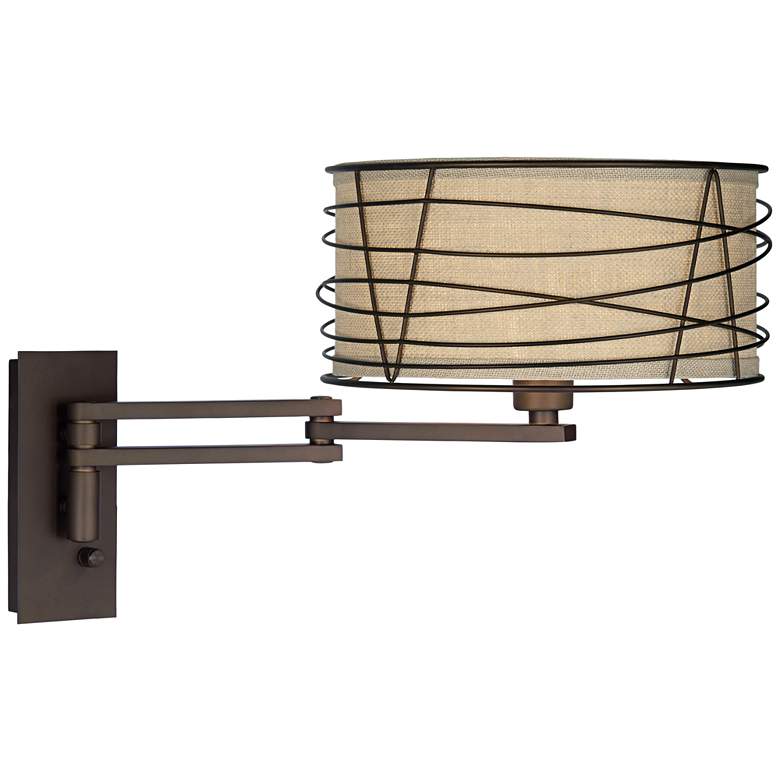 Marlowe Bronze Metal Swing Arm Wall Lamp with Cord Cover more views