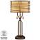 Marlowe Bronze Woven Metal Table Lamp with Battery Pack Lamp Base