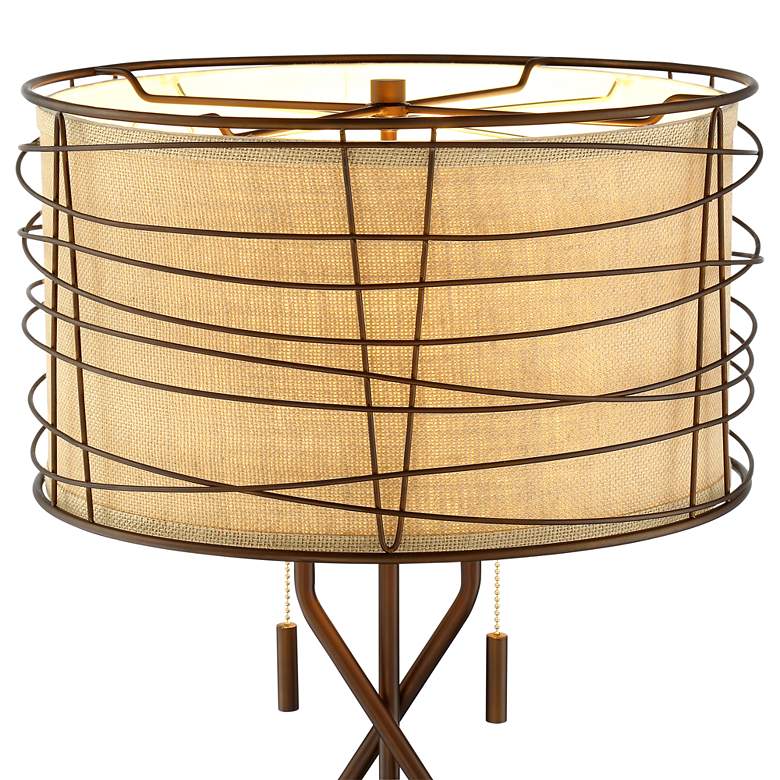 Image 4 Marlowe Bronze Woven Metal Table Lamp with Table Top Dimmer more views