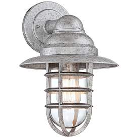 Image5 of Marlowe Galvanized Hooded Cage Outdoor Wall Lights Set of 2 more views