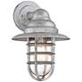 Marlowe Galvanized Hooded Cage Outdoor Wall Lights Set of 2 in scene