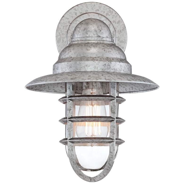 Image 6 Marlowe Galvanized Hooded Cage Outdoor Wall Lights Set of 2 more views