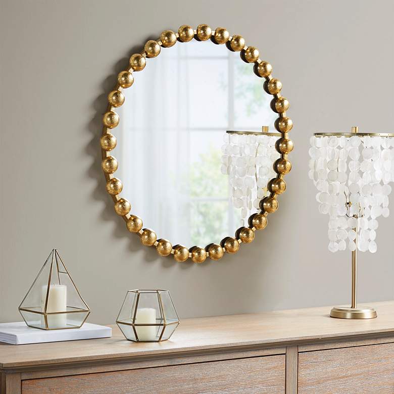 Image 7 Marlowe Gold Foiled 27" Round Wall Mirror more views