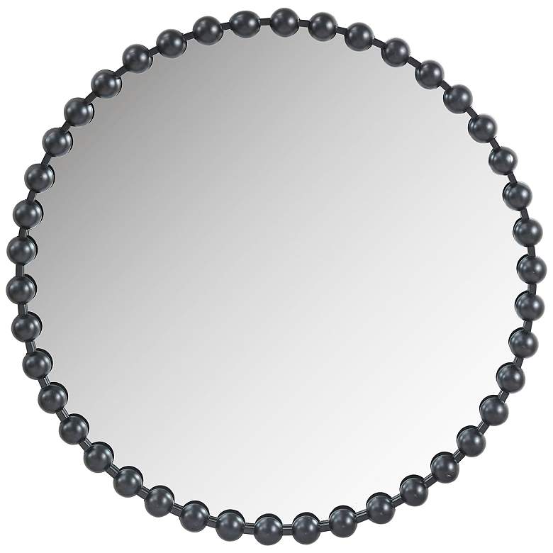 Image 2 Marlowe Matte Black 36" Round Wall Mirror