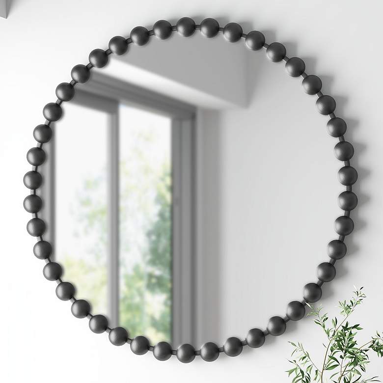 Image 1 Marlowe Matte Black 36" Round Wall Mirror