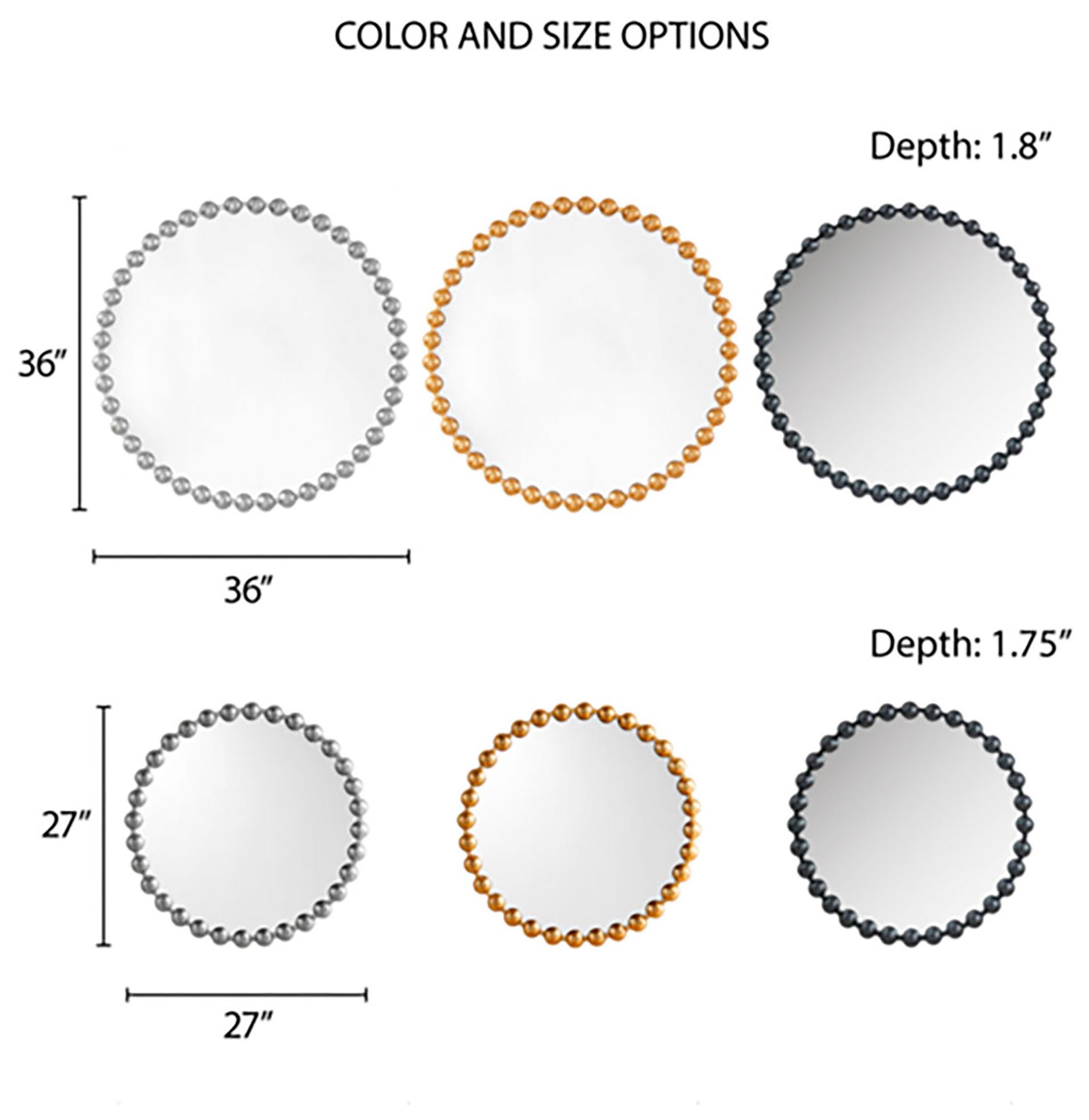 Marlowe Matte Black 36" Round Wall Mirror