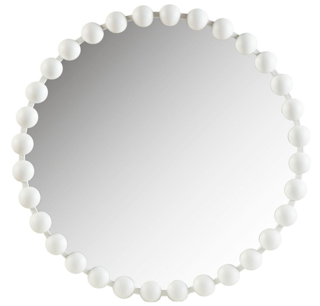 Image 3 Marlowe Matte White 27" Beaded Round Wall Mirror