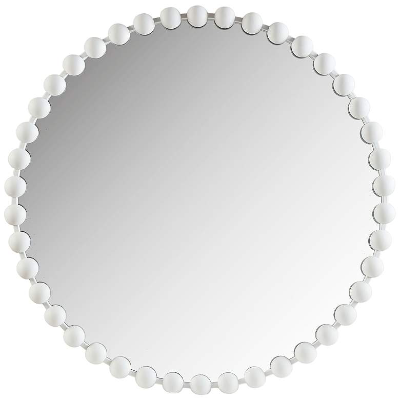 Image 2 Marlowe Matte White 36" Beaded Round Wall Mirror