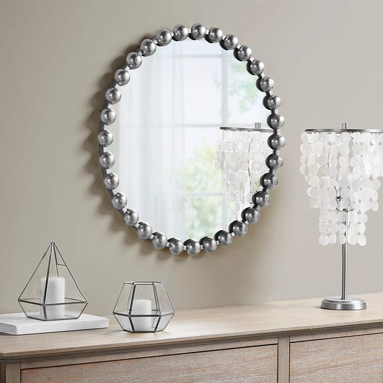 Image 7 Marlowe Silver Foiled 27" Round Wall Mirror more views