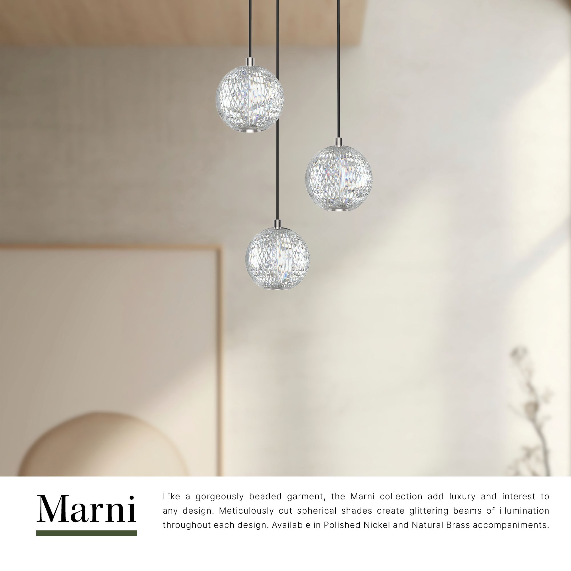 Image 3 Marni 11 1/4" Wide Polished Nickel LED Multi-Light Pendant more views
