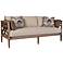 Marni Carved Driftwood Sofa with Ikat Throw Pillows