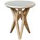 Marnie 22"W Ivory Limestone Oatmeal Wood Round Side Table