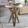 1_Marnie 22"W Ivory Limestone Oatmeal Wood Round Side Table