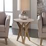 3_Marnie 22"W Ivory Limestone Oatmeal Wood Round Side Table more views