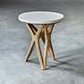 4_Marnie 22"W Ivory Limestone Oatmeal Wood Round Side Table more views