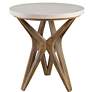 5_Marnie 22"W Ivory Limestone Oatmeal Wood Round Side Table more views