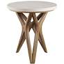 6_Marnie 22"W Ivory Limestone Oatmeal Wood Round Side Table more views