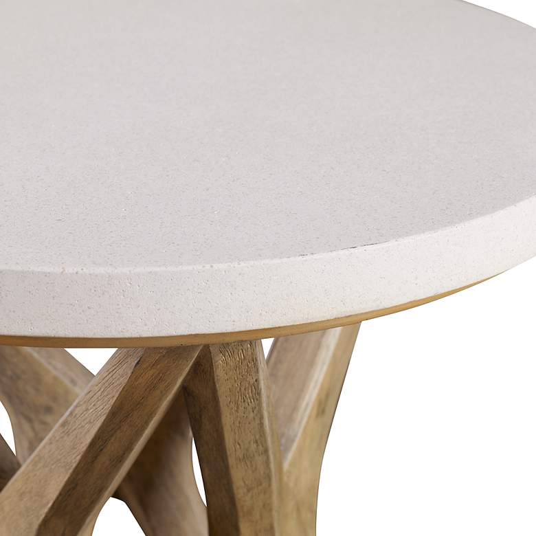 Image 7 Marnie 22"W Ivory Limestone Oatmeal Wood Round Side Table more views