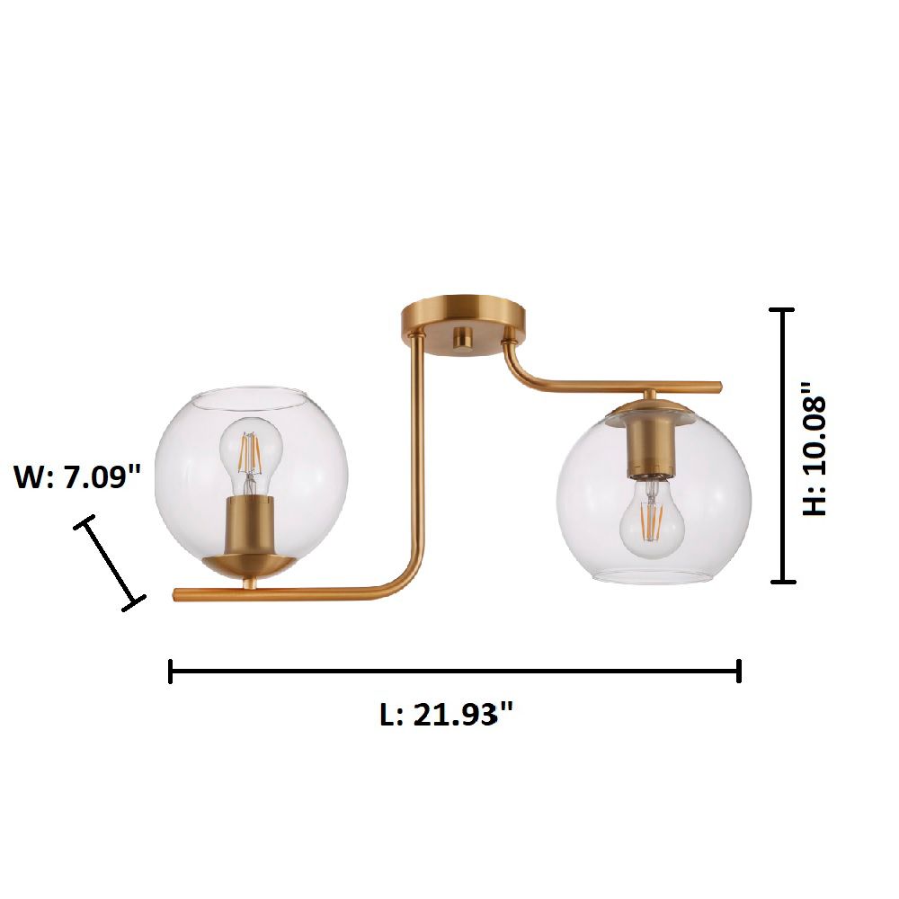 Image 3 Marojales - 2 Light Ceiling Light - Brushed Gold - Clear more views