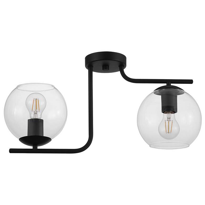 Image 1 Marojales - 2-Light Semi Flush - Black Finish - Clear Glass Shade