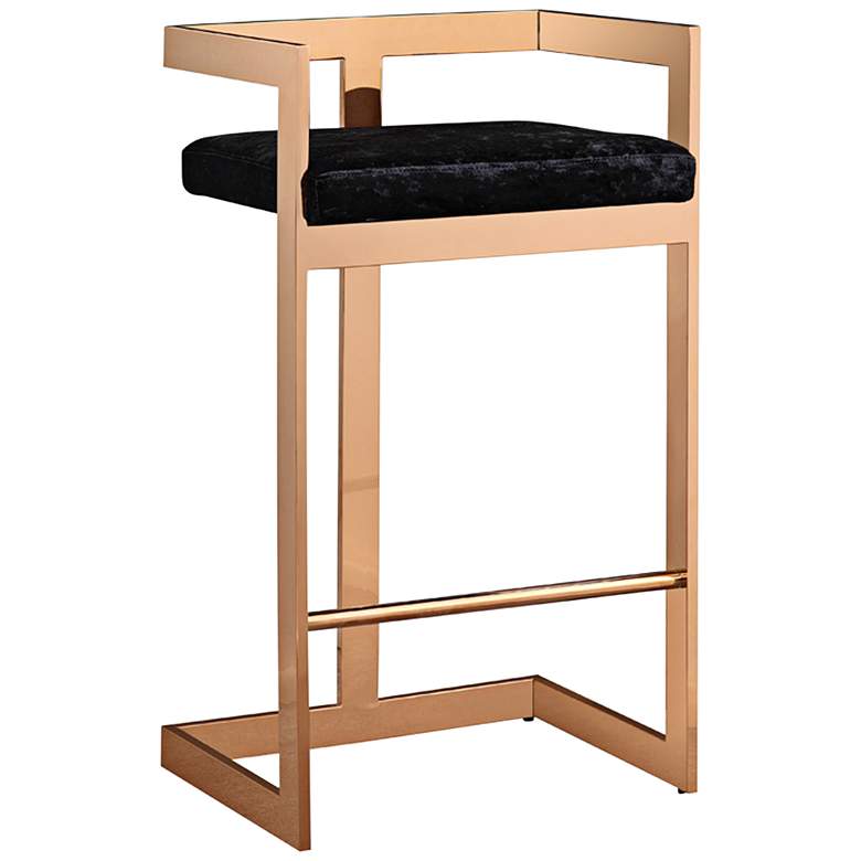 Image 1 Marquee 30" Black Velvet and Rose Gold Barstool