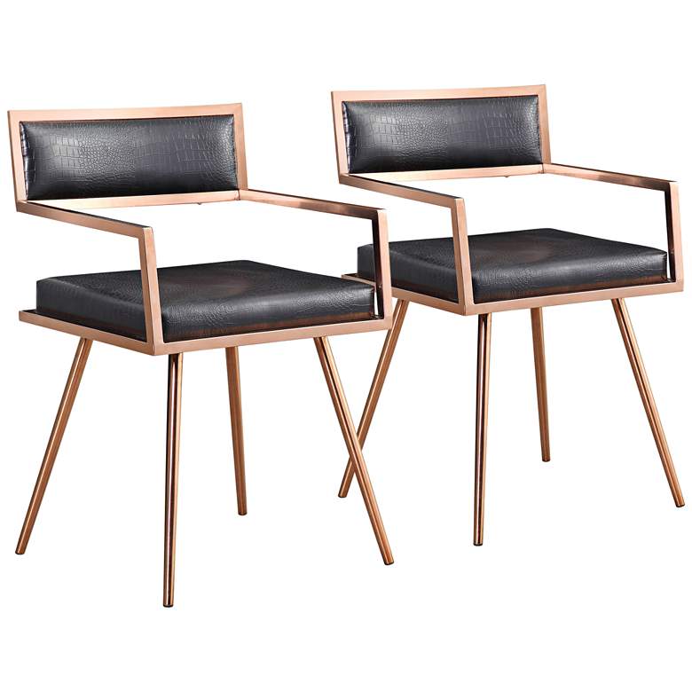Image 1 Marquee Black Croc and Rose Gold Armchairs Set of 2