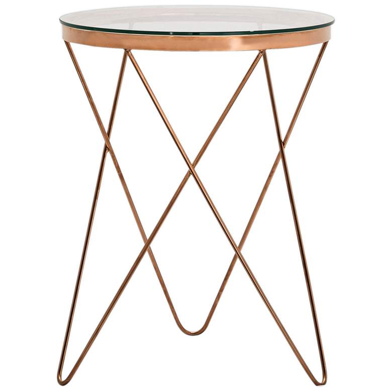 Image 1 Marquee Clear Glass and Rose Gold Accent Table