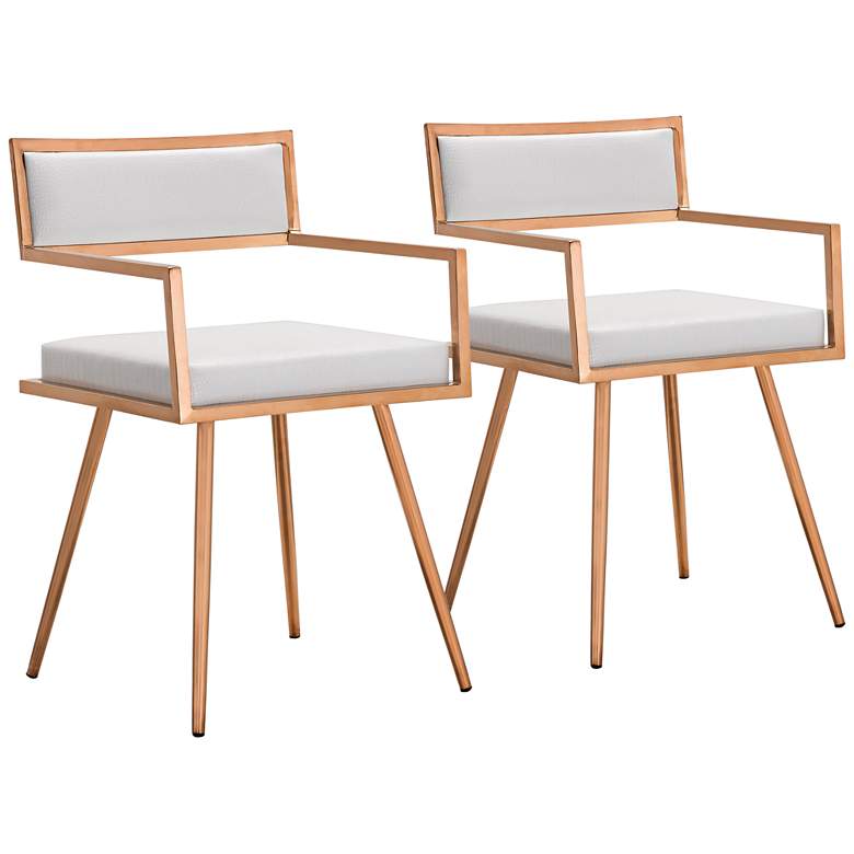 Image 1 Marquee White Croc and Rose Gold Armchairs Set of 2