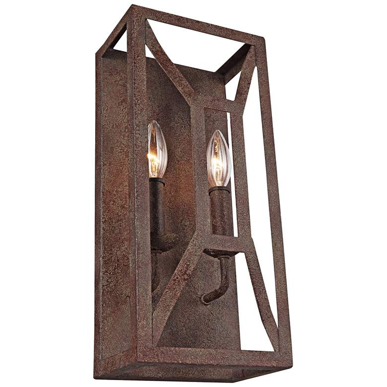 Image 1 Marquelle 16 inch High 2-Light Weathered Iron Wall Sconce