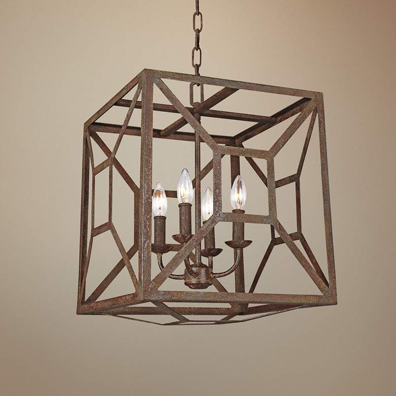 Image 1 Marquelle 17" Wide Weathered Iron Open-Cube Chandelier