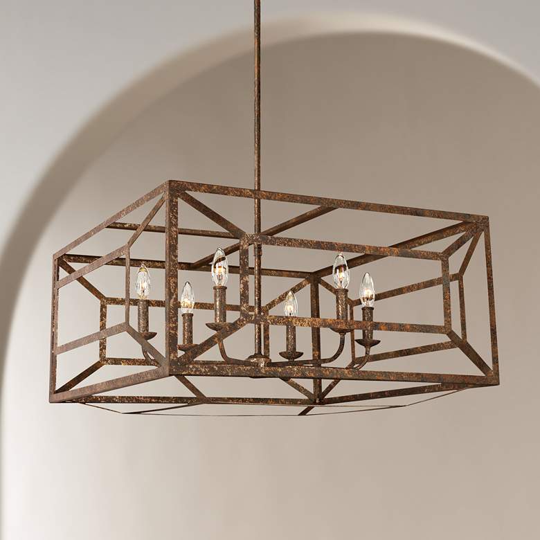 Image 1 Marquelle 28" Wide Gold Leaf Open-Square Chandelier