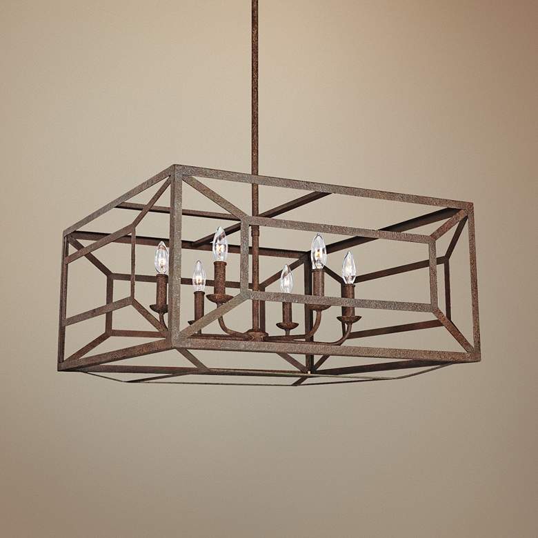 Image 1 Marquelle 28" Wide Weathered Iron Open-Square Chandelier