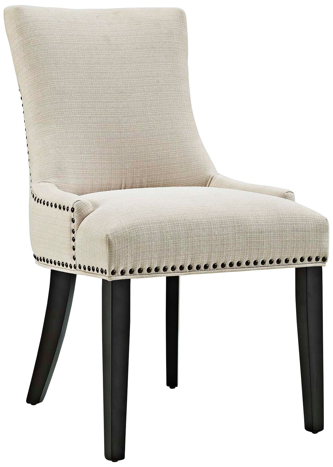 Marquis Beige Fabric Nail Head trim Dining Chair 33T45 Lamps Plus