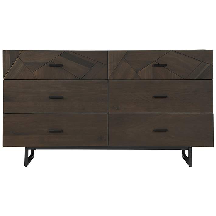wood and black metal dresser Industrial Metal Chest of Drawers with Wood Top, on Casters, 37"Tall