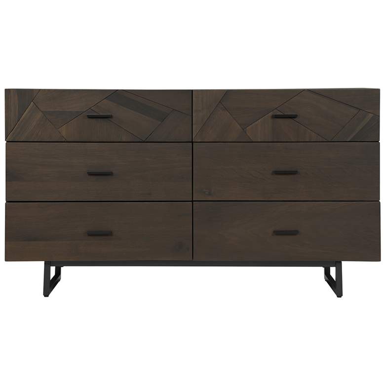 Image 1 Marquis Dresser with 6 Drawers in Oak Wood and Black Metal Legs