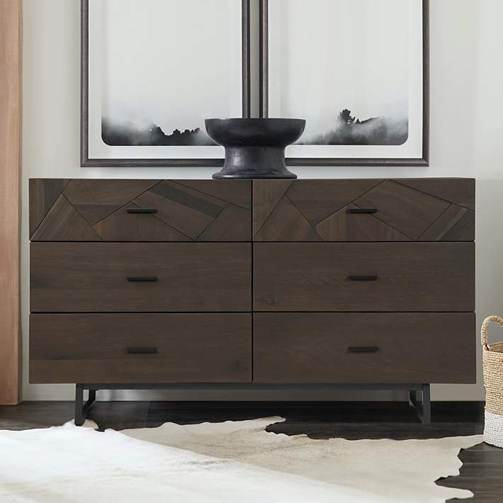 Marquis Dresser with 6 Drawers in Oak Wood and Black Metal Legs - #799X7 | Lamps Plus Marquis Dresser with 6 Drawers in Oak Wood and Black Metal Legs - #799X7 | Lamps Plus