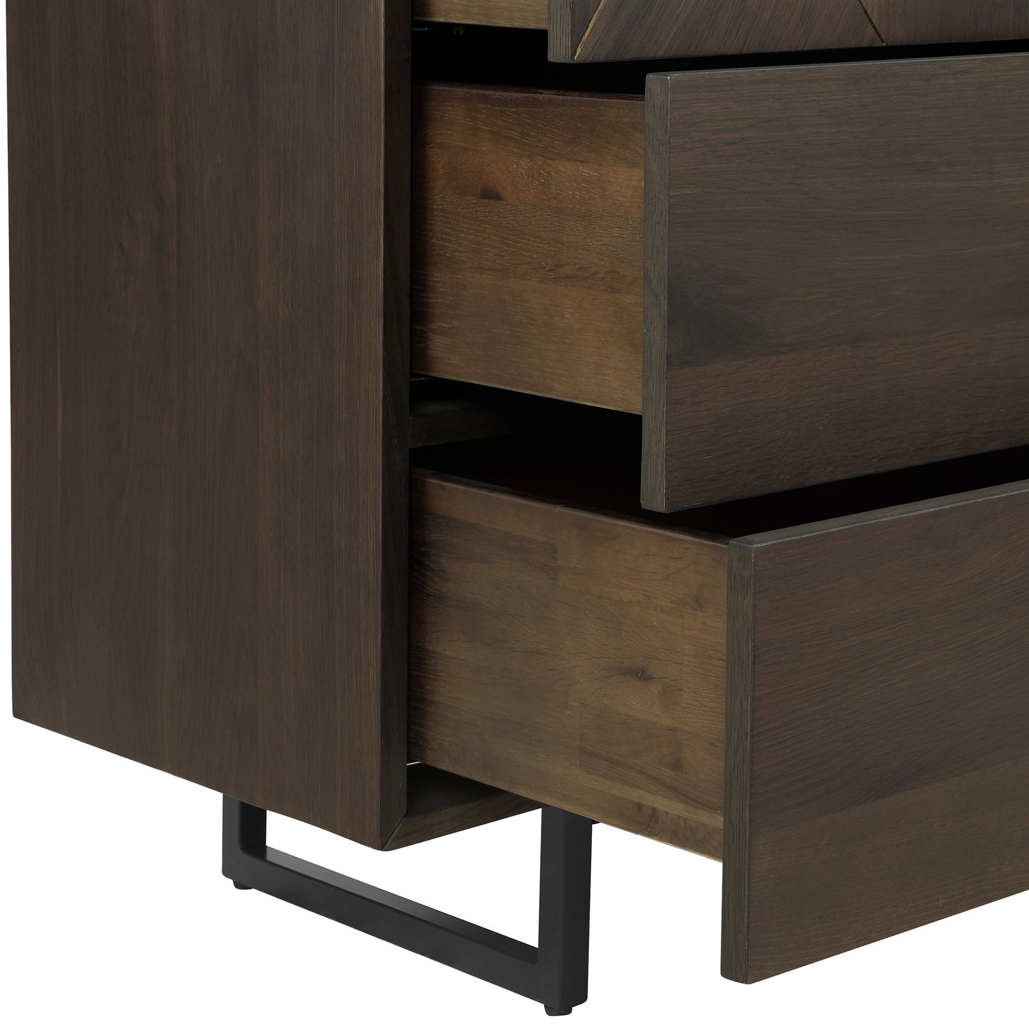 Image 3 Marquis Dresser with 6 Drawers in Oak Wood and Black Metal Legs more views