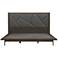 Marquis King Size Platform Bed Frame in Oak Wood, Faux Leather, and Metal