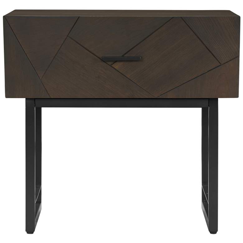 Image 1 Marquis Nightstand with 1 Drawer in Oak Wood and Black Metal Legs