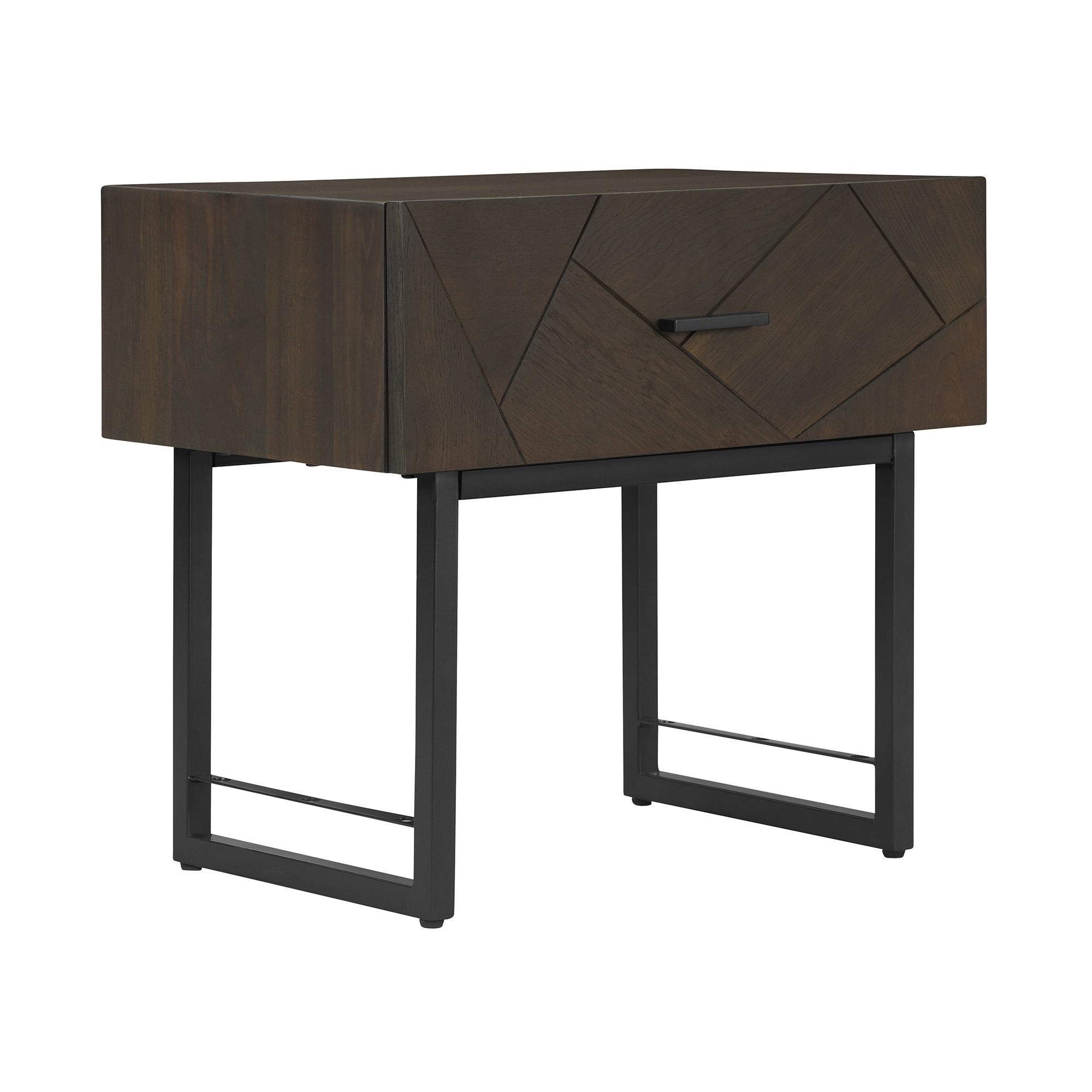 Image 3 Marquis Nightstand with 1 Drawer in Oak Wood and Black Metal Legs more views