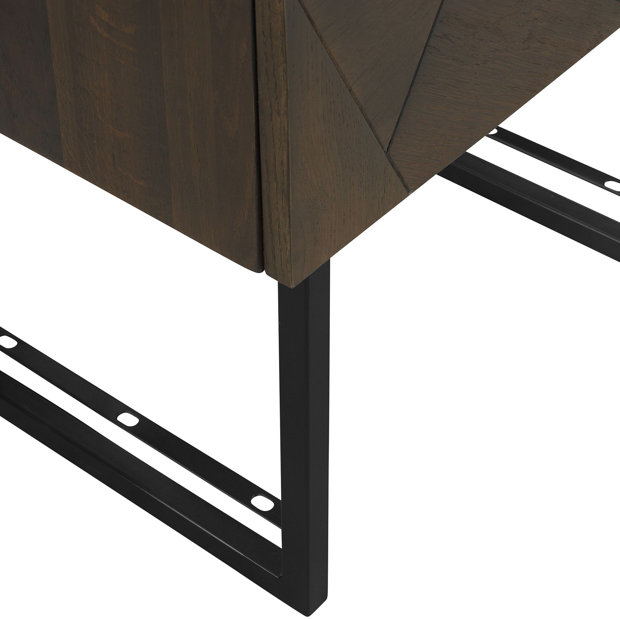 Image 6 Marquis Nightstand with 1 Drawer in Oak Wood and Black Metal Legs more views