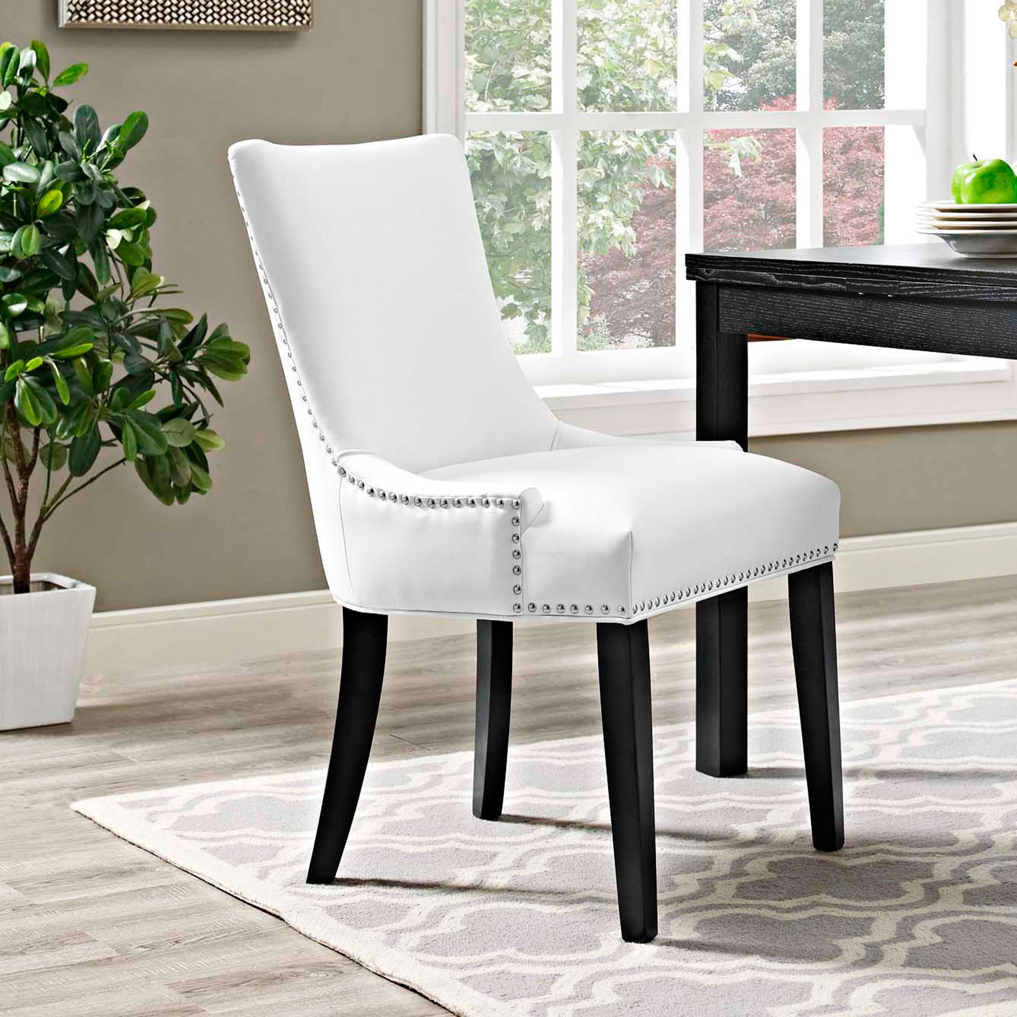 White pu best sale leather dining chairs