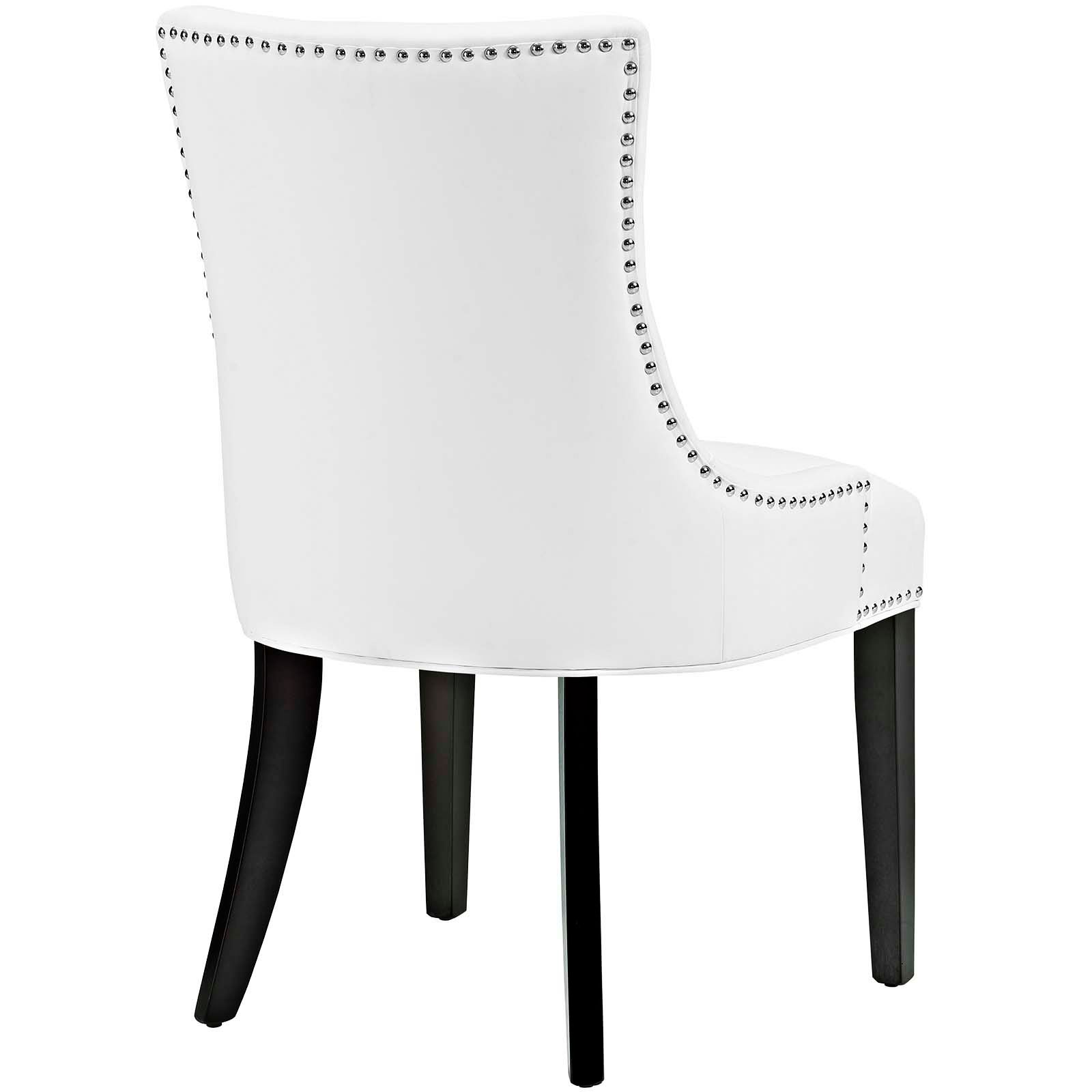 white faux leather dining chairs