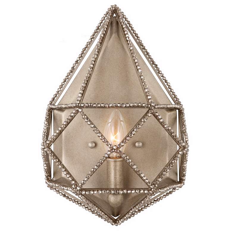 Image 1 Marquise 13 1/2 inch High Crystal Silver Wall Sconce
