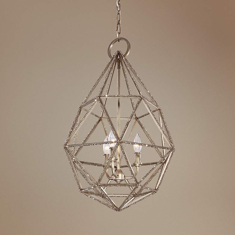 Image 1 Marquise 17 3/4" Wide Burnished Silver Pendant