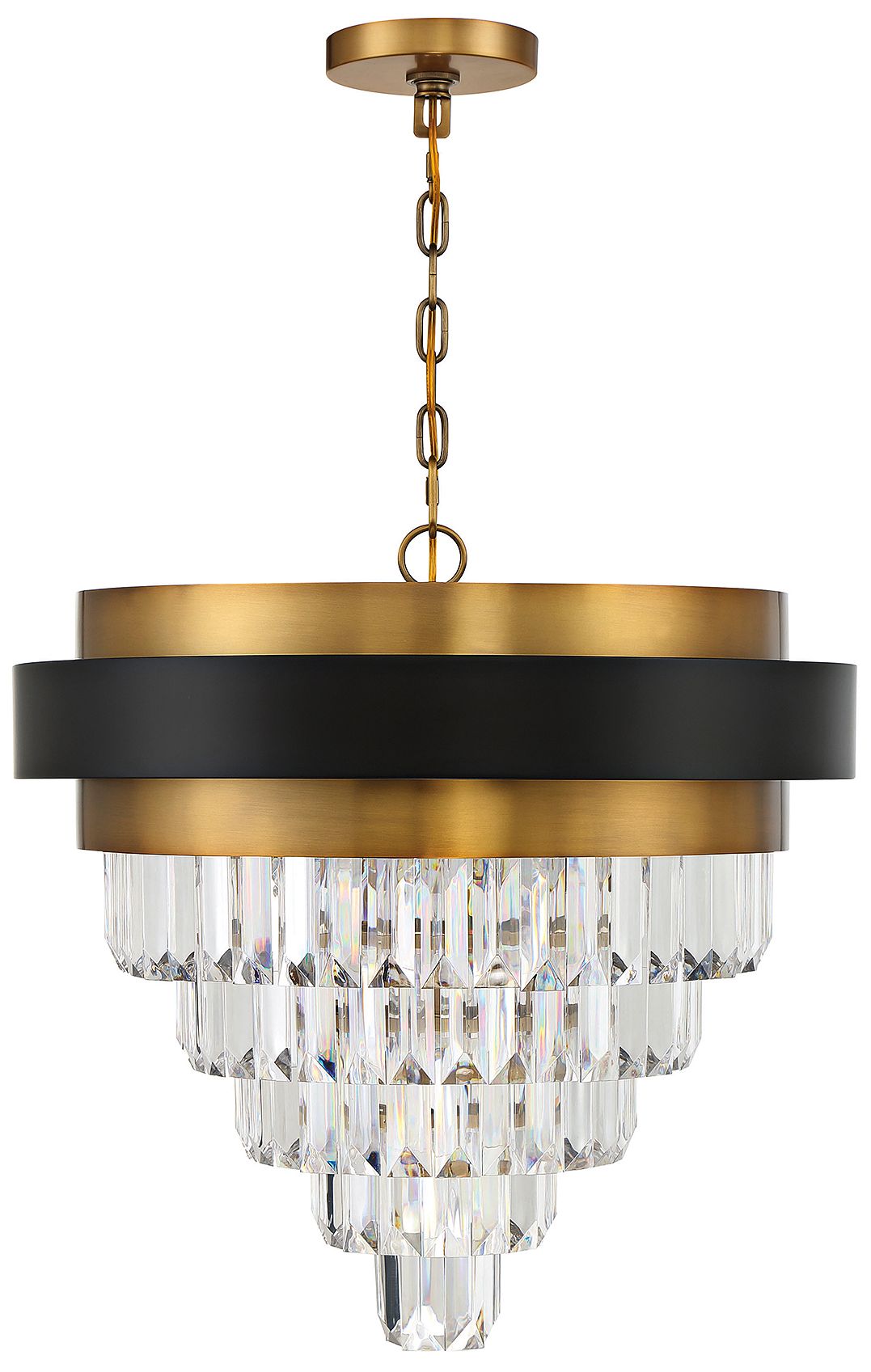 Image 3 Marquise 4-Light Chandelier in Matte Black with Warm Brass Accents more views